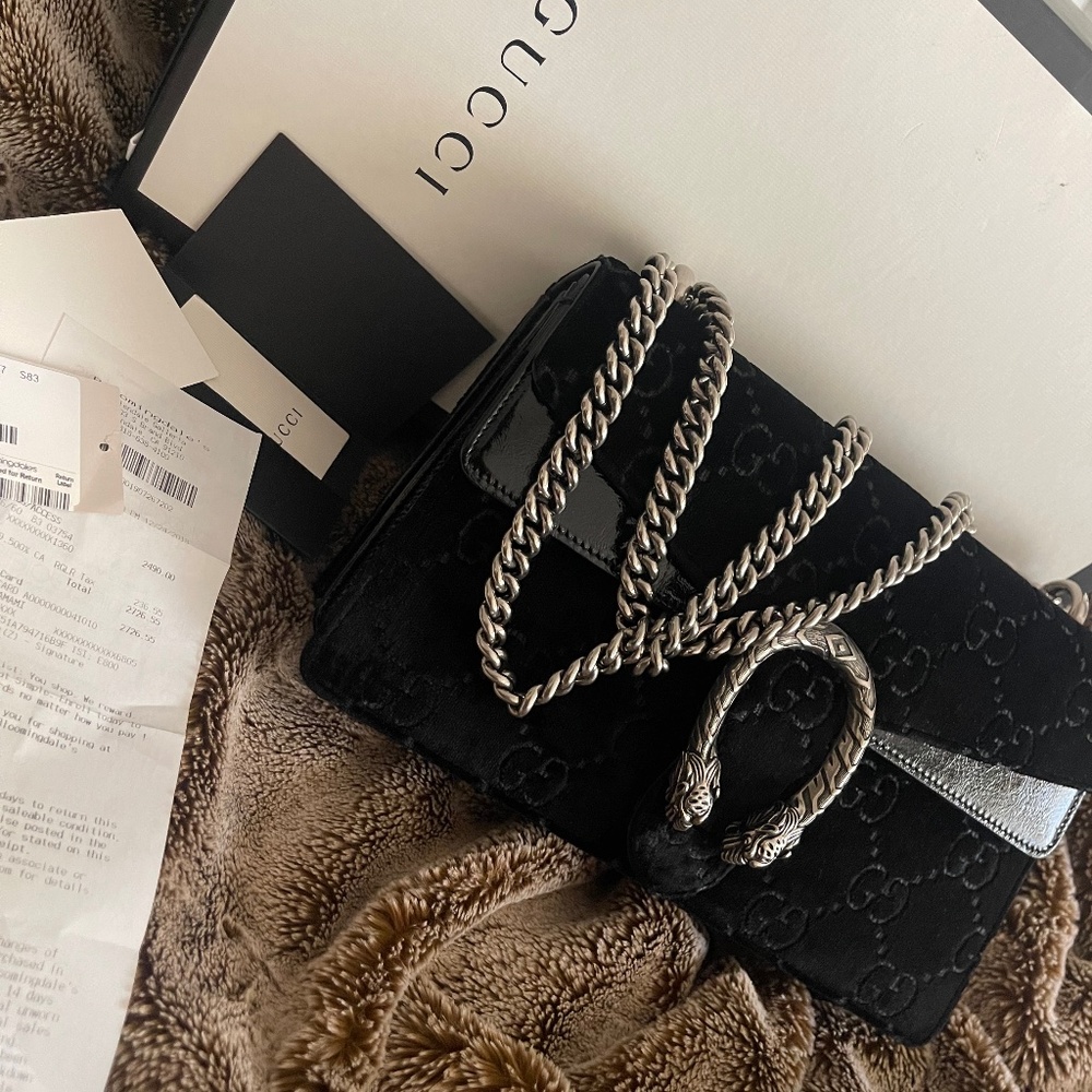 Gucci Black Monogram Velvet Dionysus